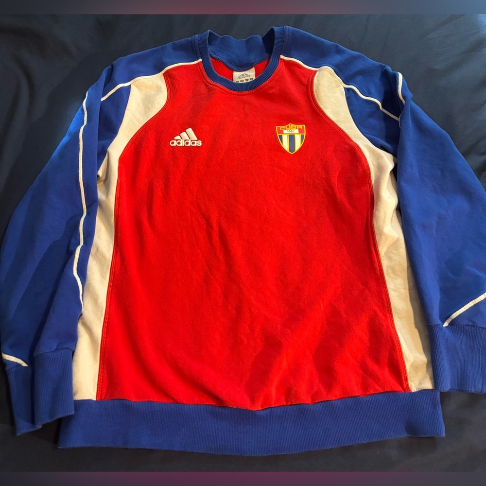 Vintage Cuba adidas Tricolor Crewneck Sweatshirt Size Youth L RARE